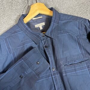 Calvin Klein Jeans Button Down Shirt Mens L Blue Excellent Modern Fit Plaid